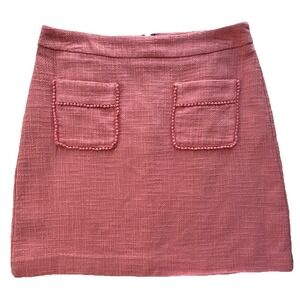 Ann Taylor LOFT Lacy Patch Pocket Mini Skirt Womens 4 Pink Lined Classic